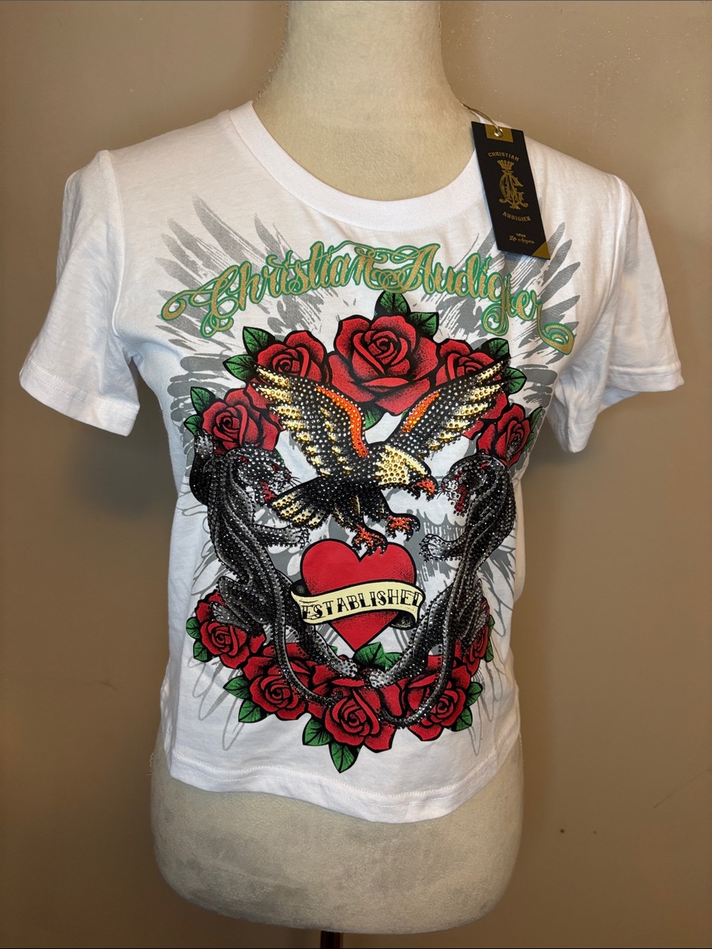 CHRISTIAN AUDIGIER
Eagle & Roses Bling Tee
